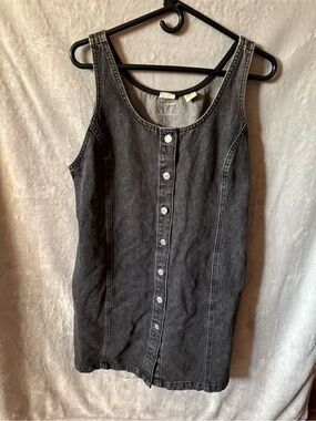 Levi's Black Washed Denim Tank Dress with Front Buttons